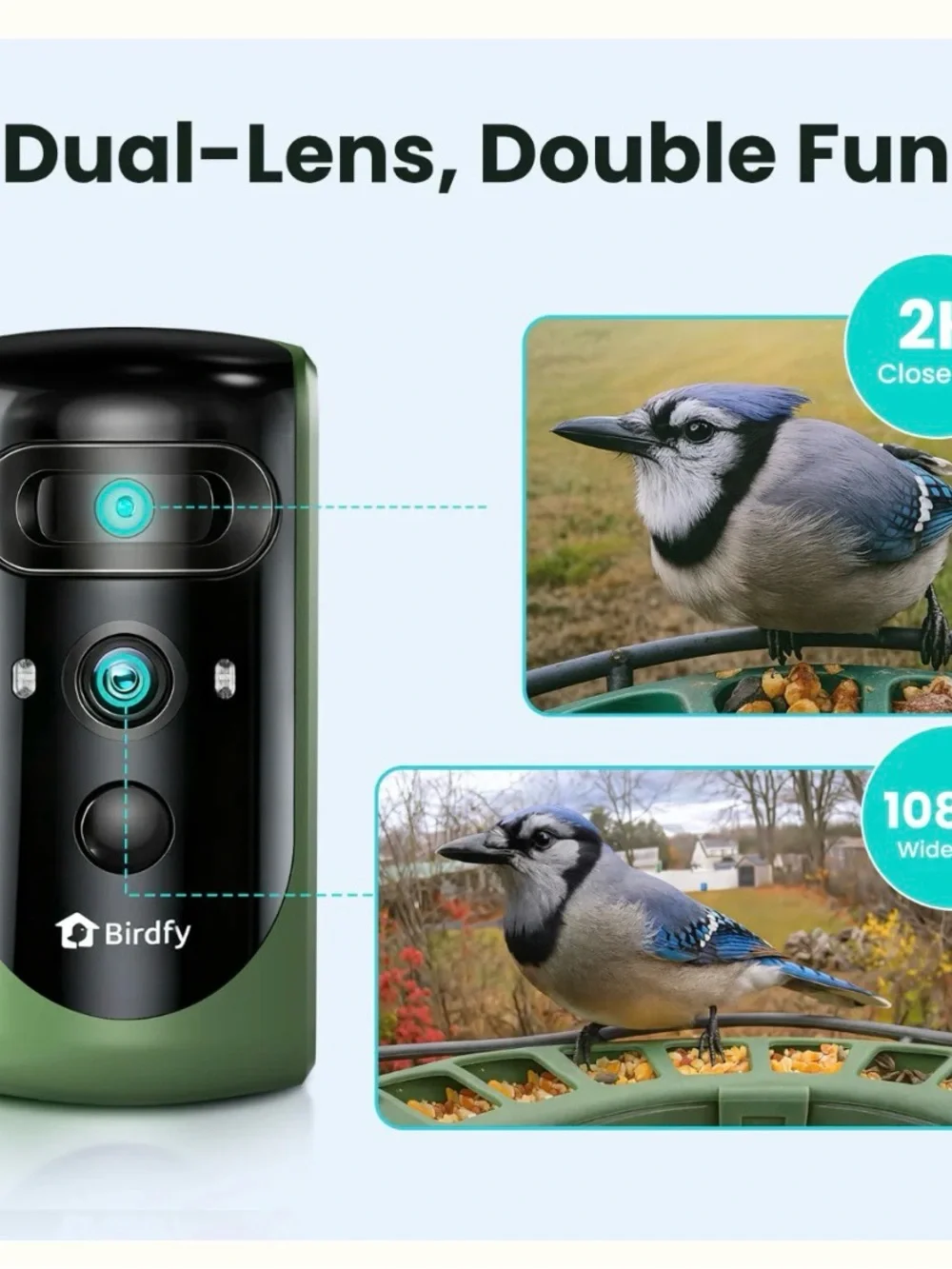Birdfy Feeder 2 Pro Green Solar Bird Feeder with Camera